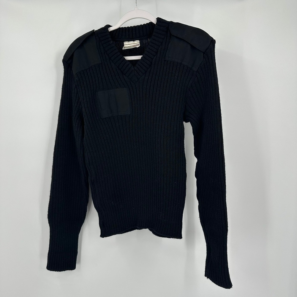 Brigade Quartermasters Woolly Pully Sweater Mens Sz 40 US M Black Wool Commando